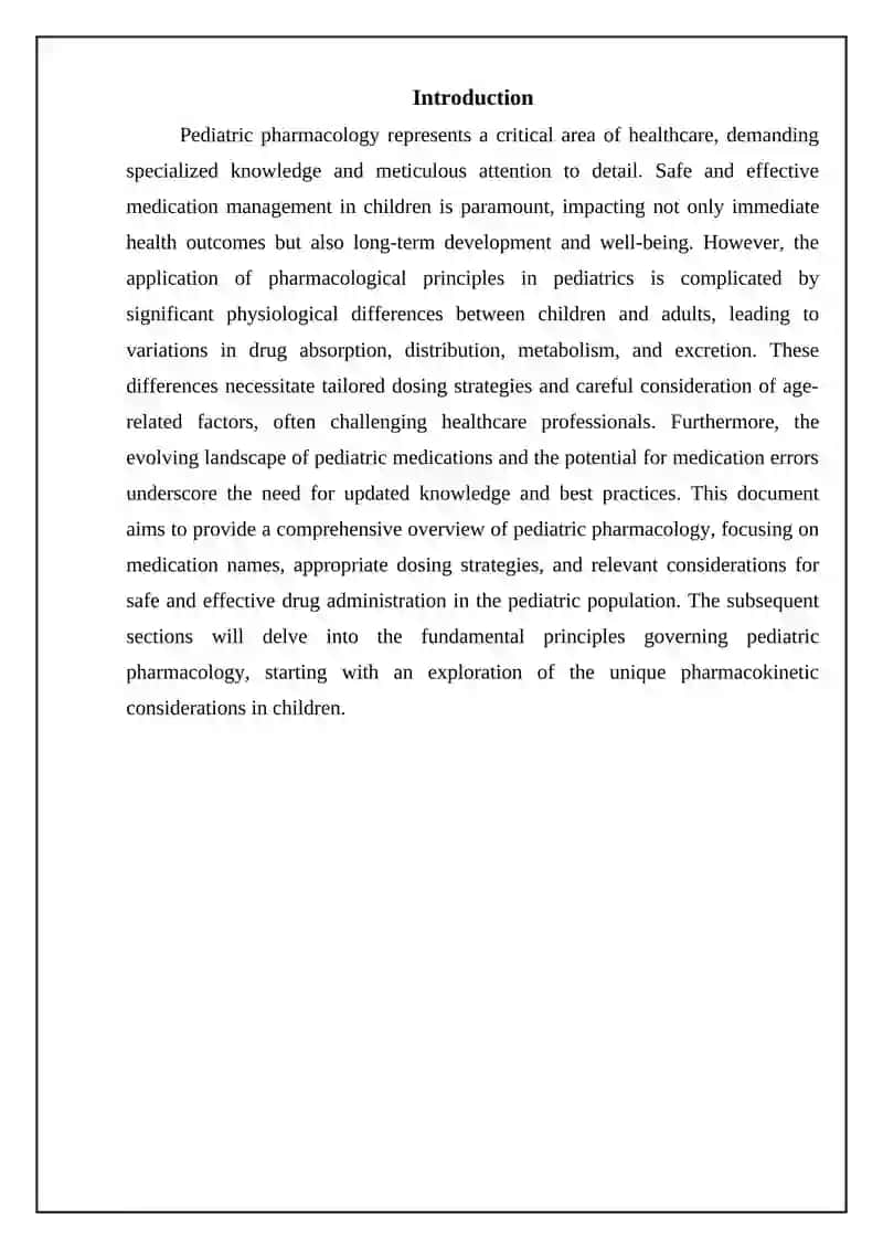 Pediatric Pharmacology: Medication Names and Dosing 3