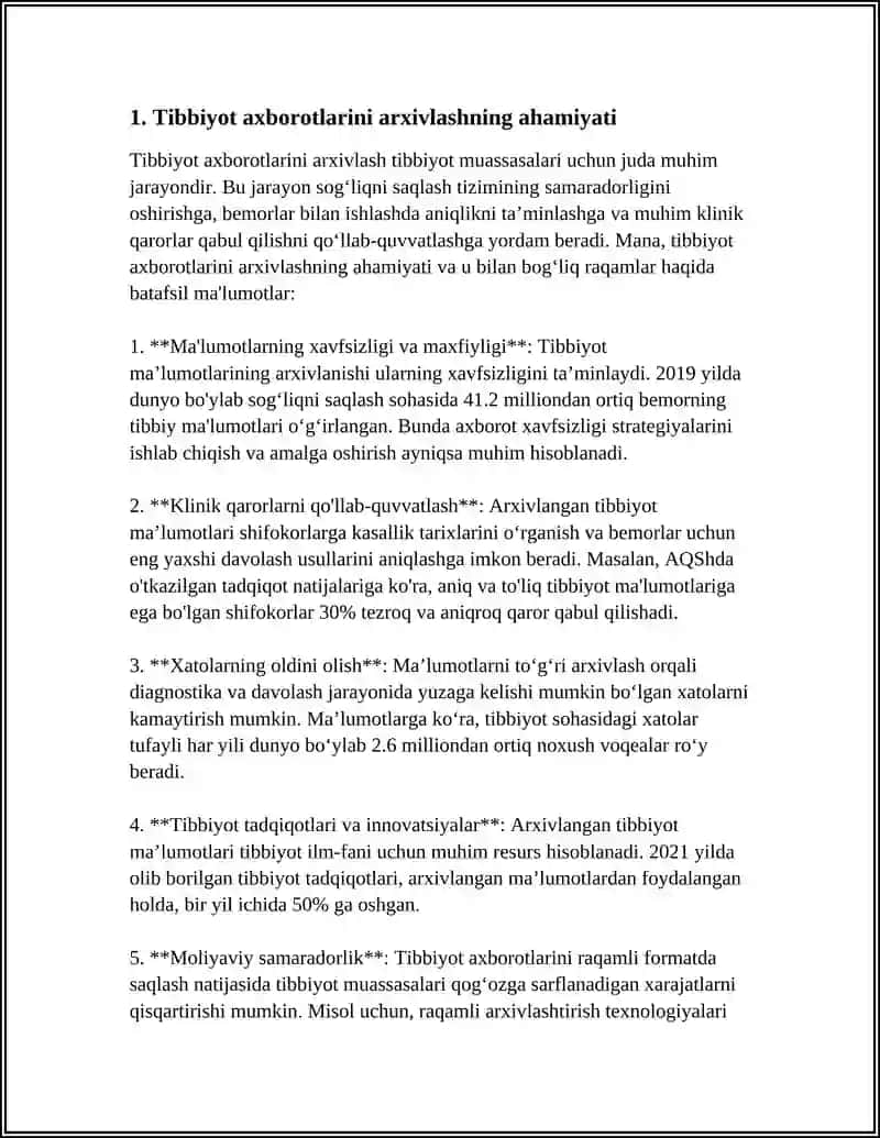 Tibbiyot axborotlarini arxivlash usullari 3