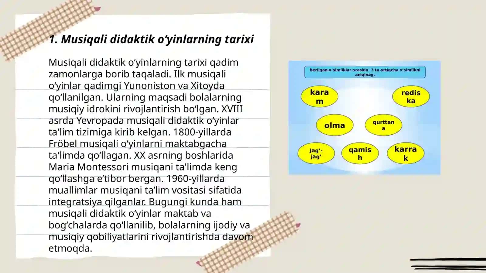 Musiqali didaktik oʻyinlar 3