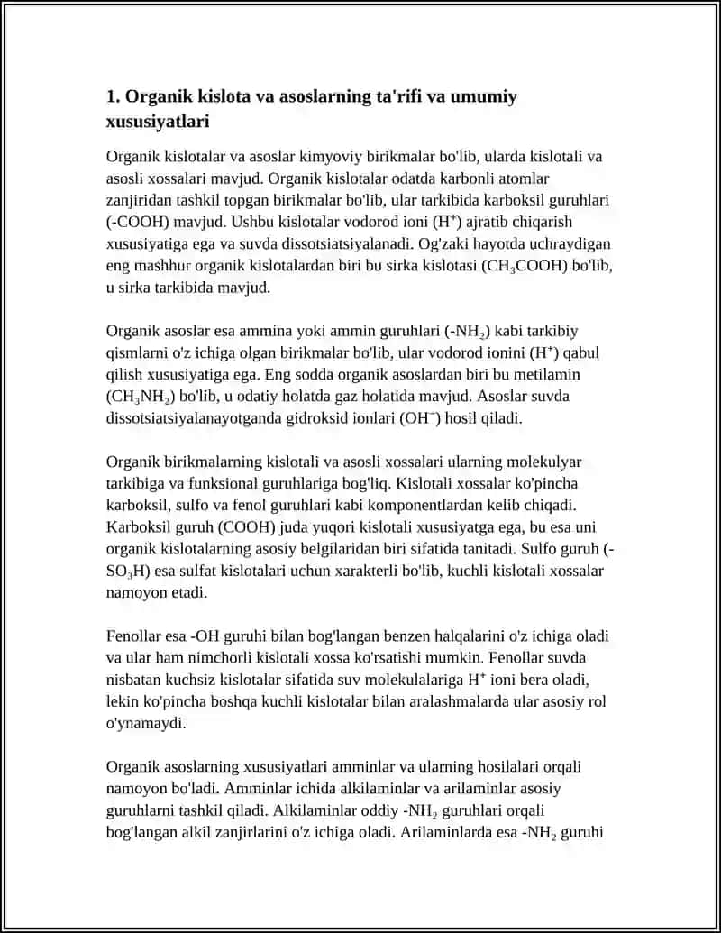 ORGANIK BIRIKMALARNING KISLOTALI VA ASOSLI XOSSALARI 3