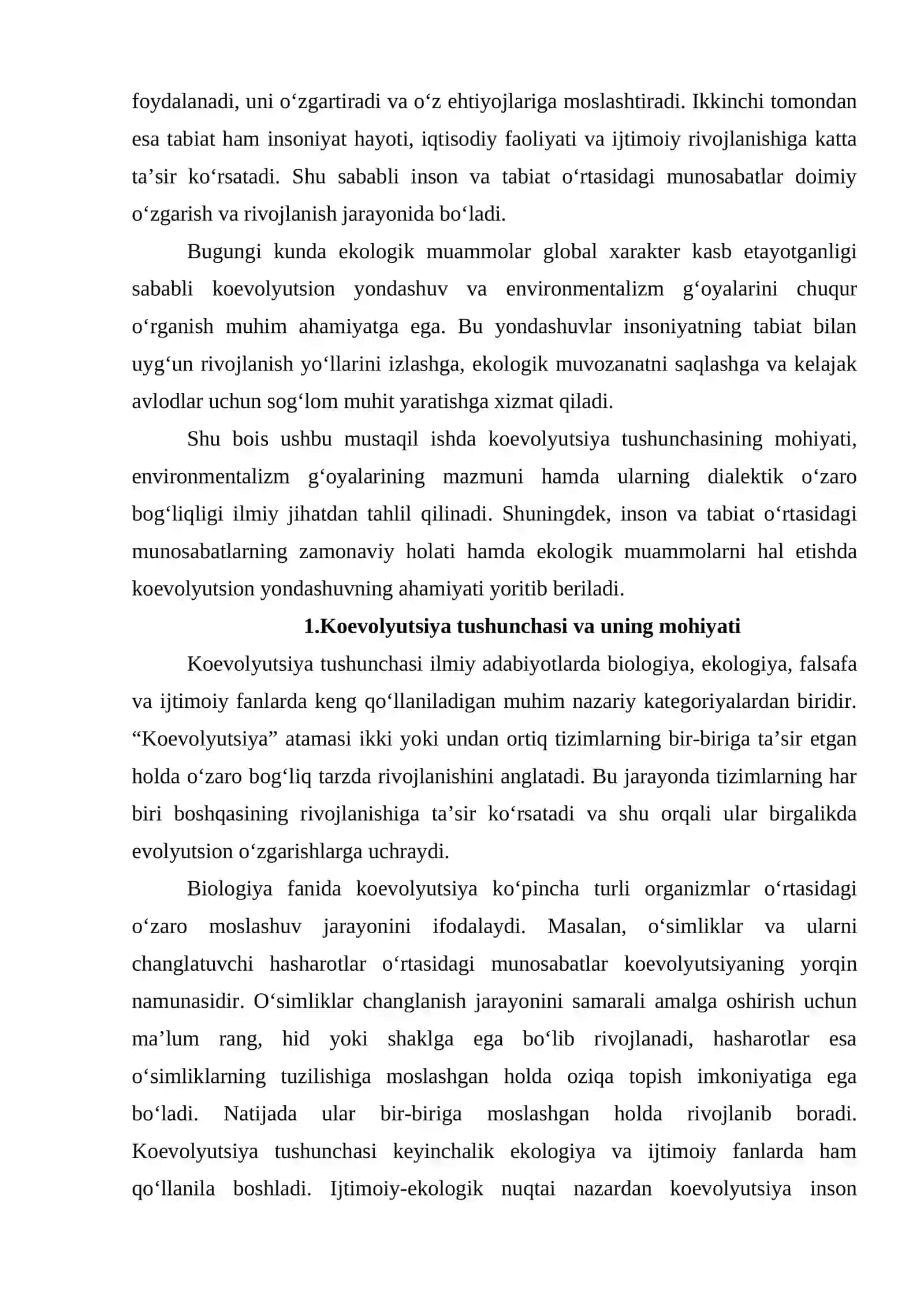 “Koevolyutsiya va environmentalizm dialektikasi” 3