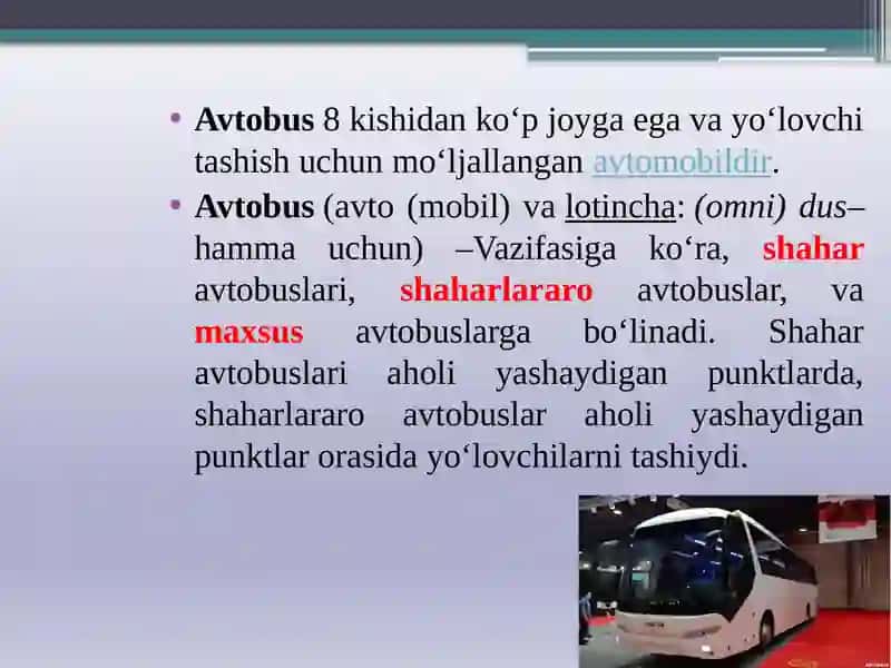 Shahar transporti turlari 3