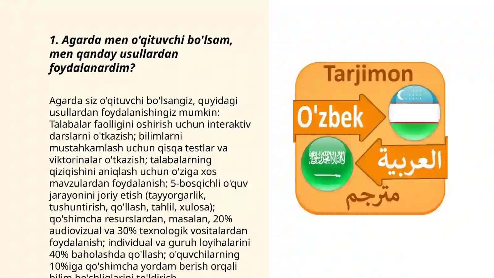 Agar men o'qituvchi va tarjimon bo'lsam 3