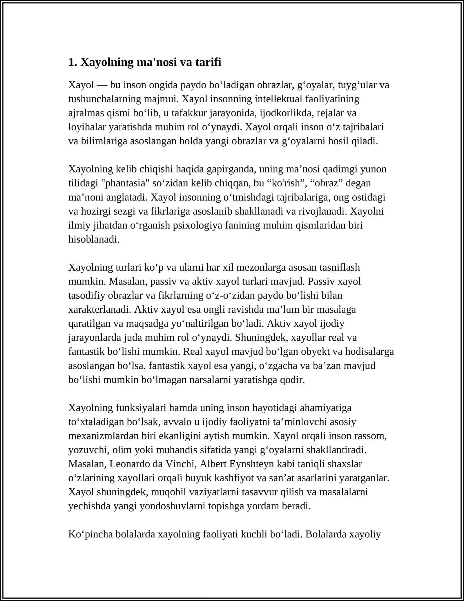 XAYOL HAQIDA TUSHUNCHA 3