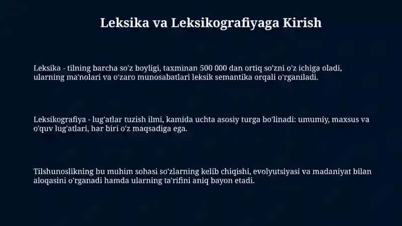Leksika va Leksikografiya 3