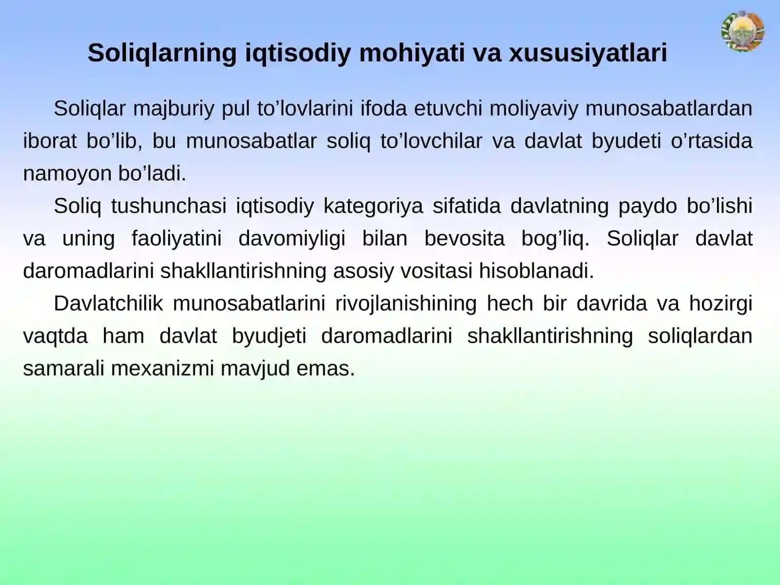Soliqlarning iqtisodiy mohiyati va xususiyatlari 3