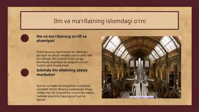 Imom Buxoriy ilm ma'rifat haqidagi hadislarning mazmuni 3