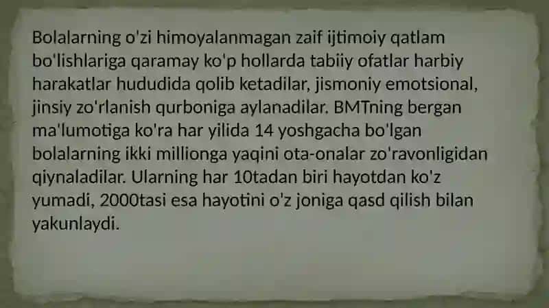Bolalar zo'rlanishlari muammolari 3