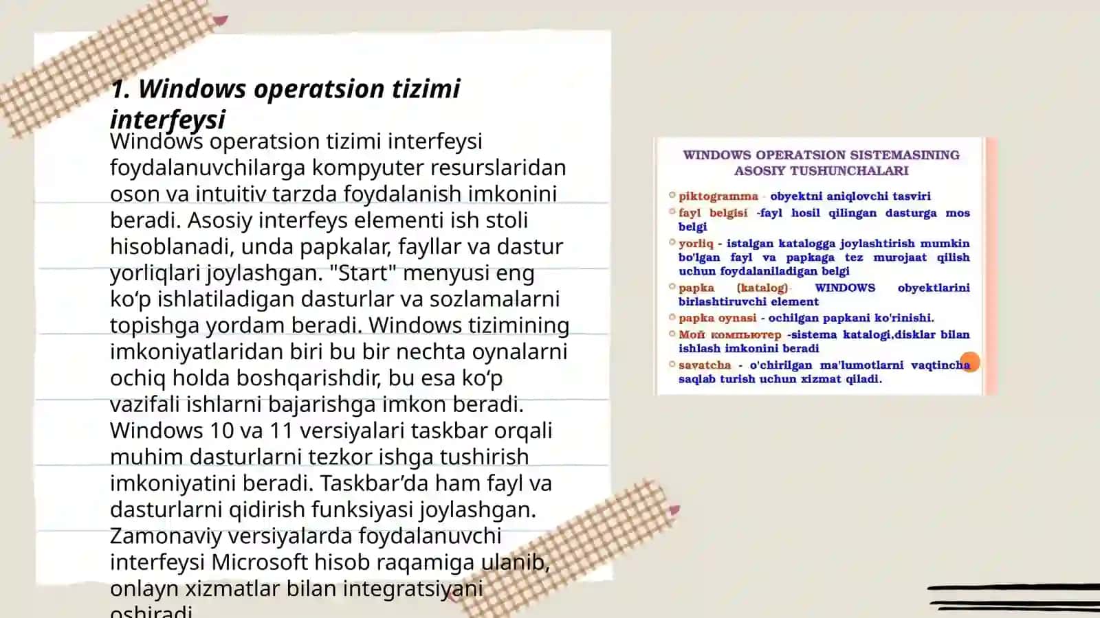 Windows OTda ishlash ko'nikmalarini takomillashtirish 3