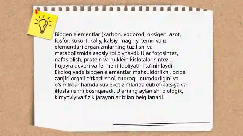 Biogen elementlar kimyosining ekologik jihatlari 3