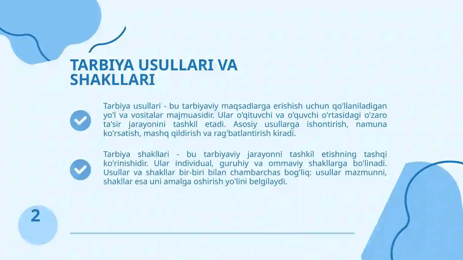 TARBIYA USULLARI VA SHAKLLARI 3