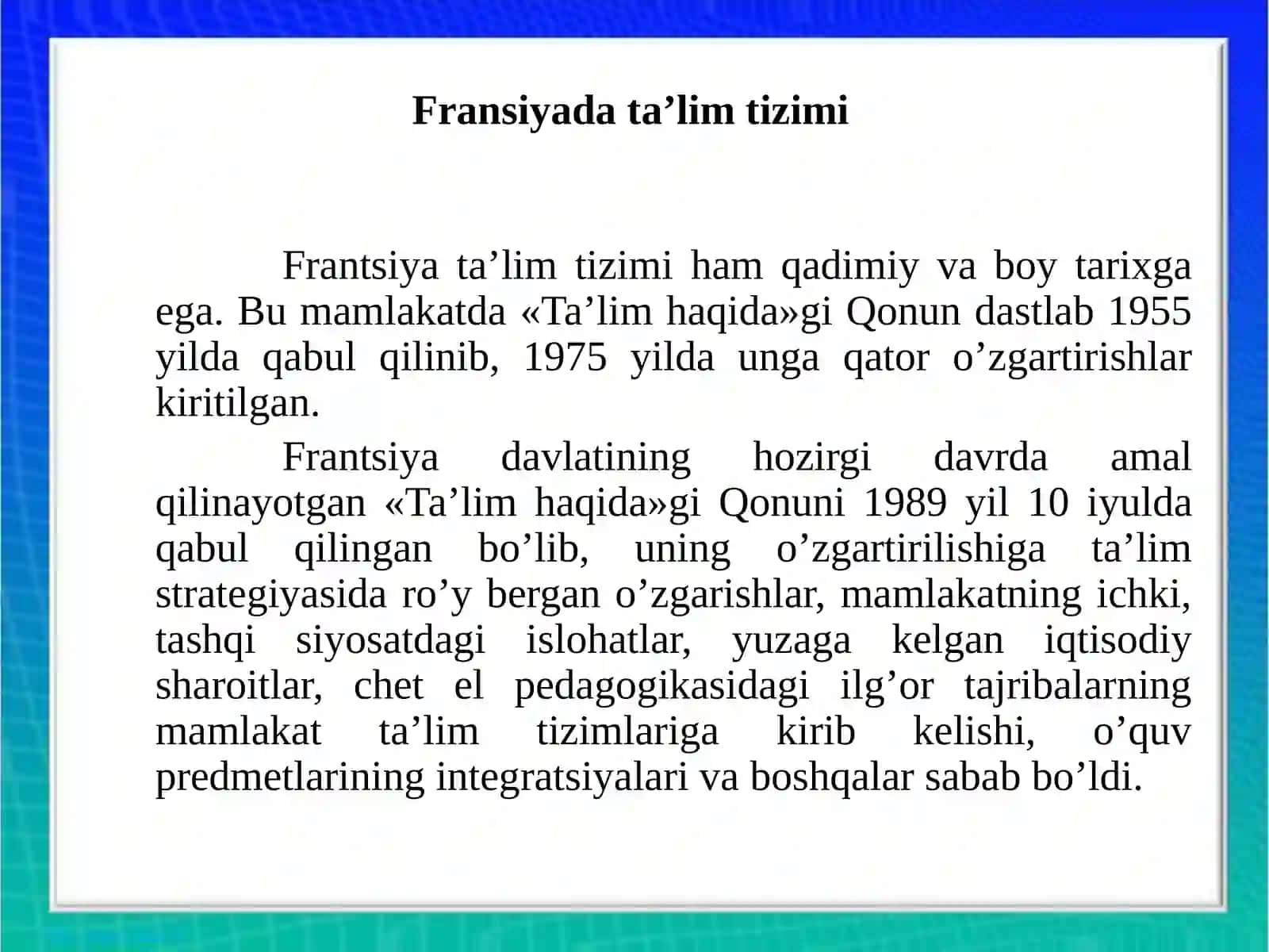 Fransiya Germaniya Hindistonda taʼlim tizim 3