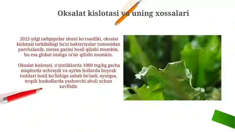 Oksalat kislotasi va uning xossalari 3