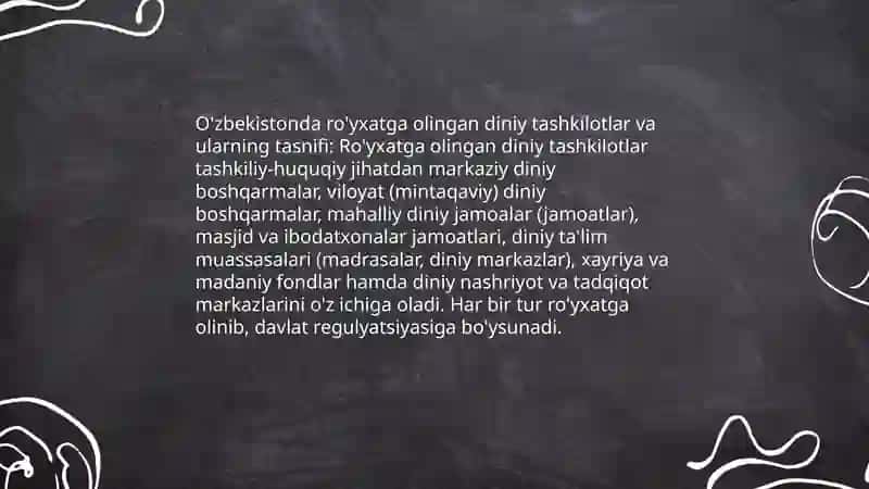 O'zbekistonda ro'yxatga olingan diniy tashkilotlar va ularning tasnifi 3