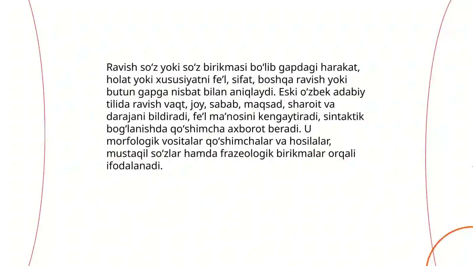 Eski oʻzbek adabiy tilida ravish va uning ifodalanishi 3