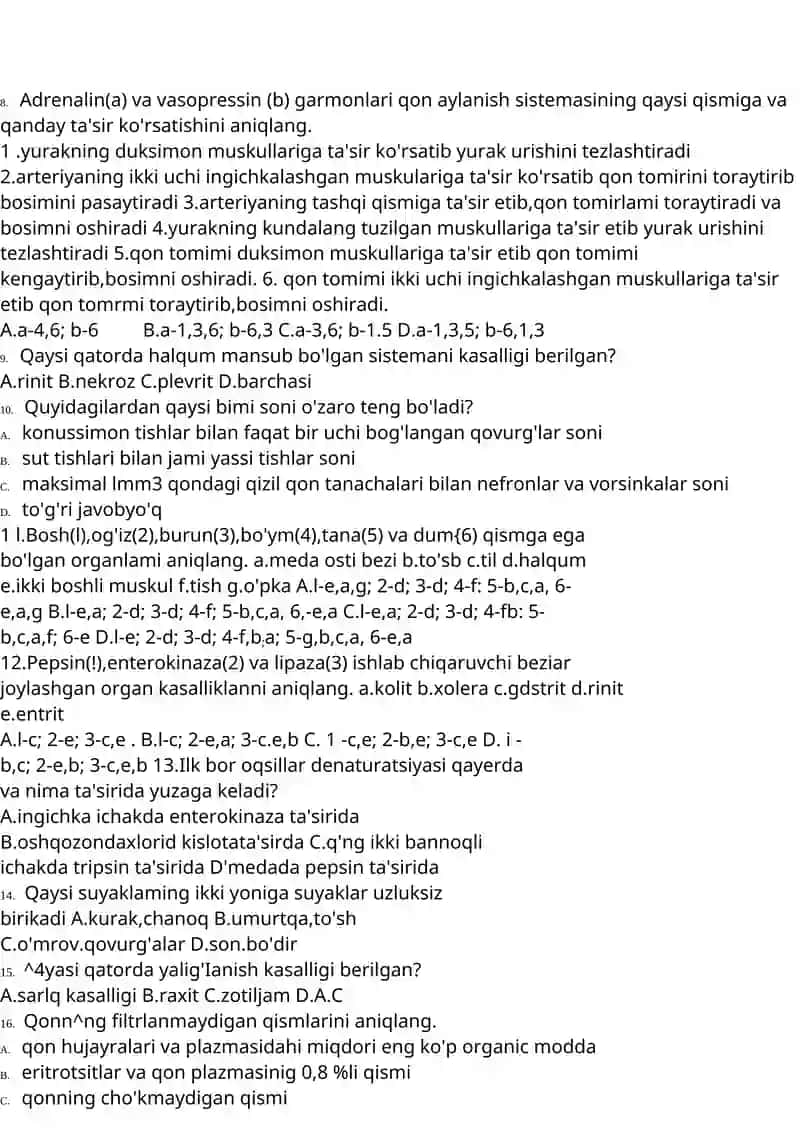 fiziologiya test savollari 3