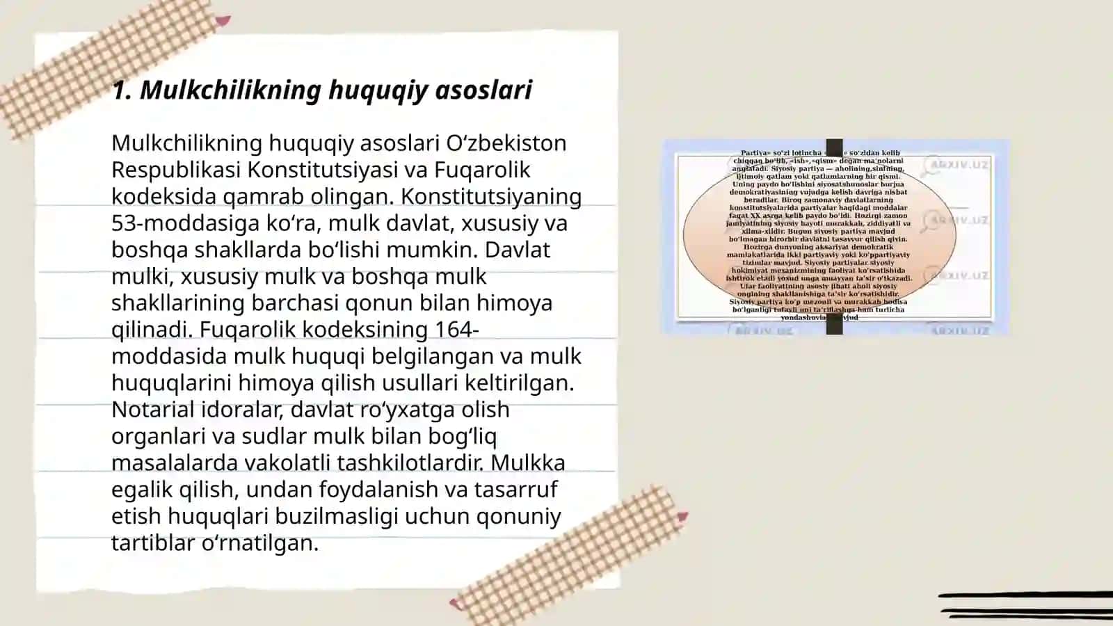 Mulkchilikning huquqiy asoslari 3