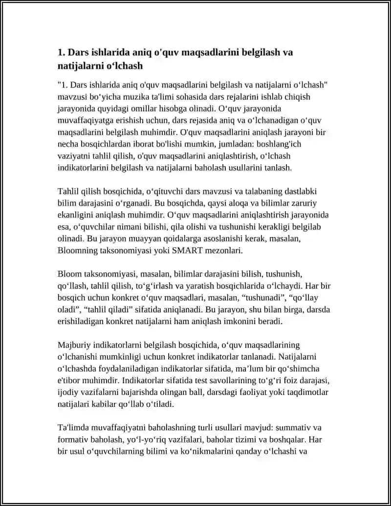 MUSIQA TA’LIM SIGATINI OSHIRISH UCHUN DARS ISHLANMA 3