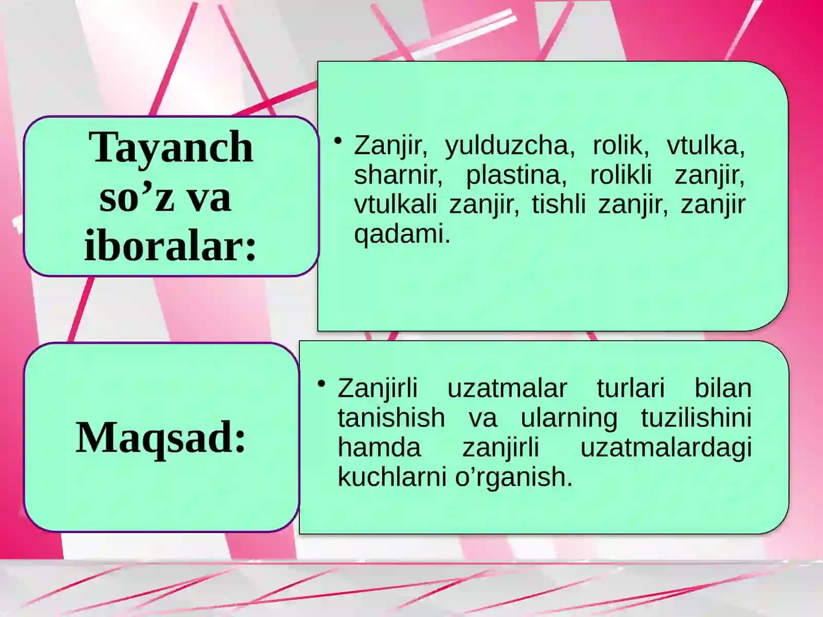 Zanjirli uzatmalar 3
