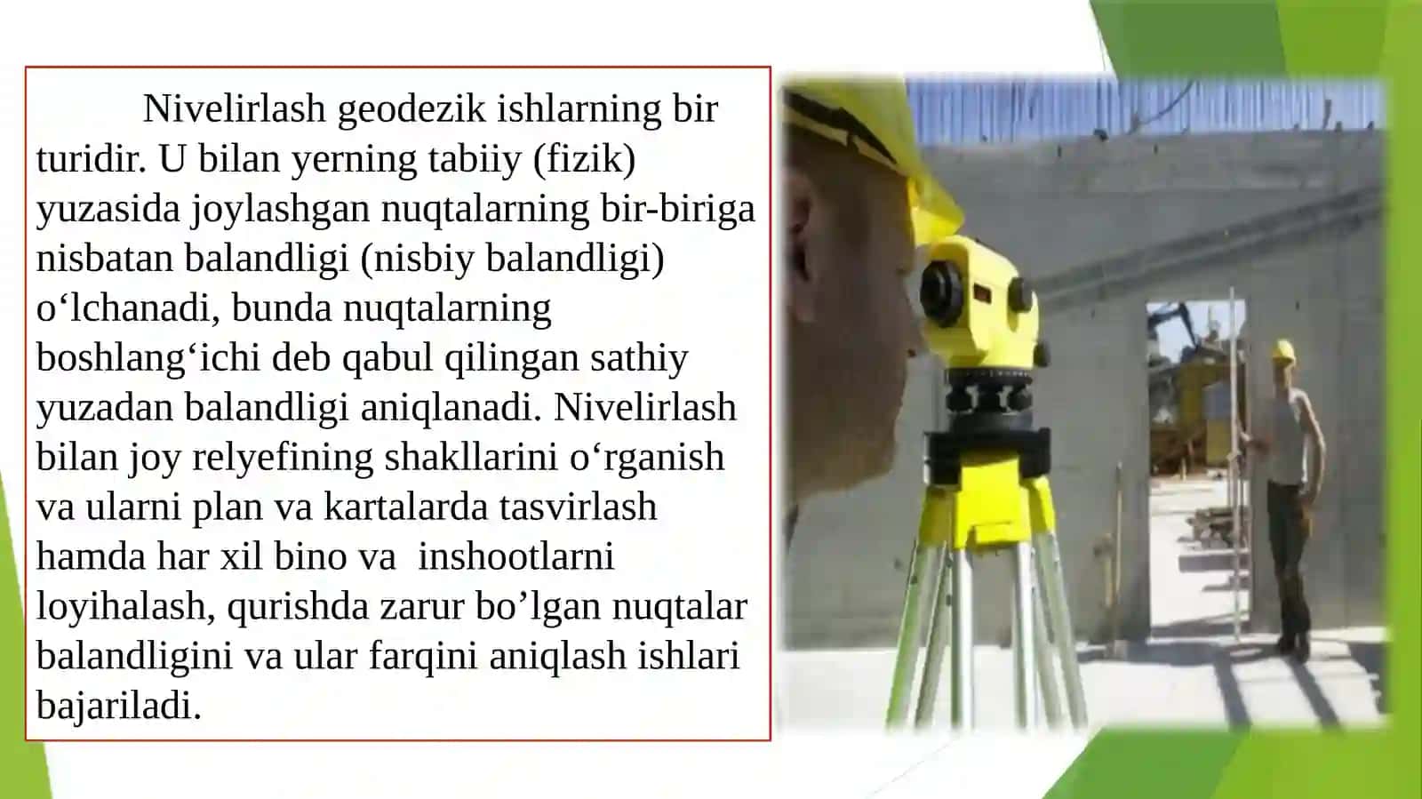 Injerlik geodeziya fanidan amaliy mashg’ulot darsi 3