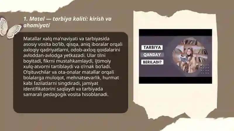 Matal - tarbiya kaliti 3