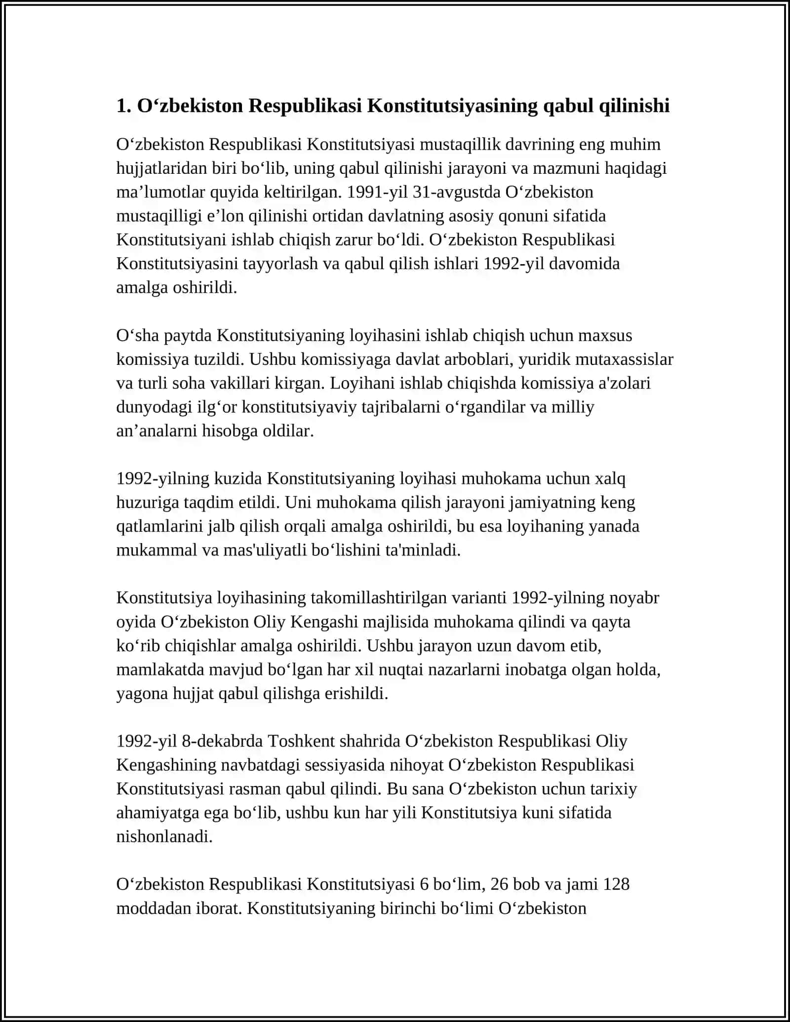 Oʻzbekiston Respublikasi Konstitutsiyasining Yaratilishi va Takomillashi 3