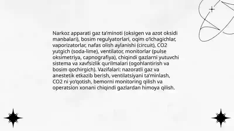 Narkoz apparati, uning asosiy qismlari 3
