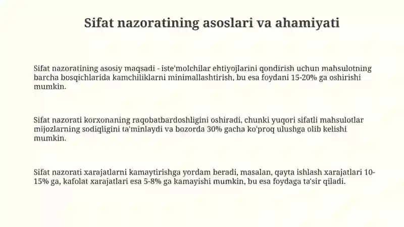 Mahsulot sifatini nazorat qilish usullarini o‘rganish 3