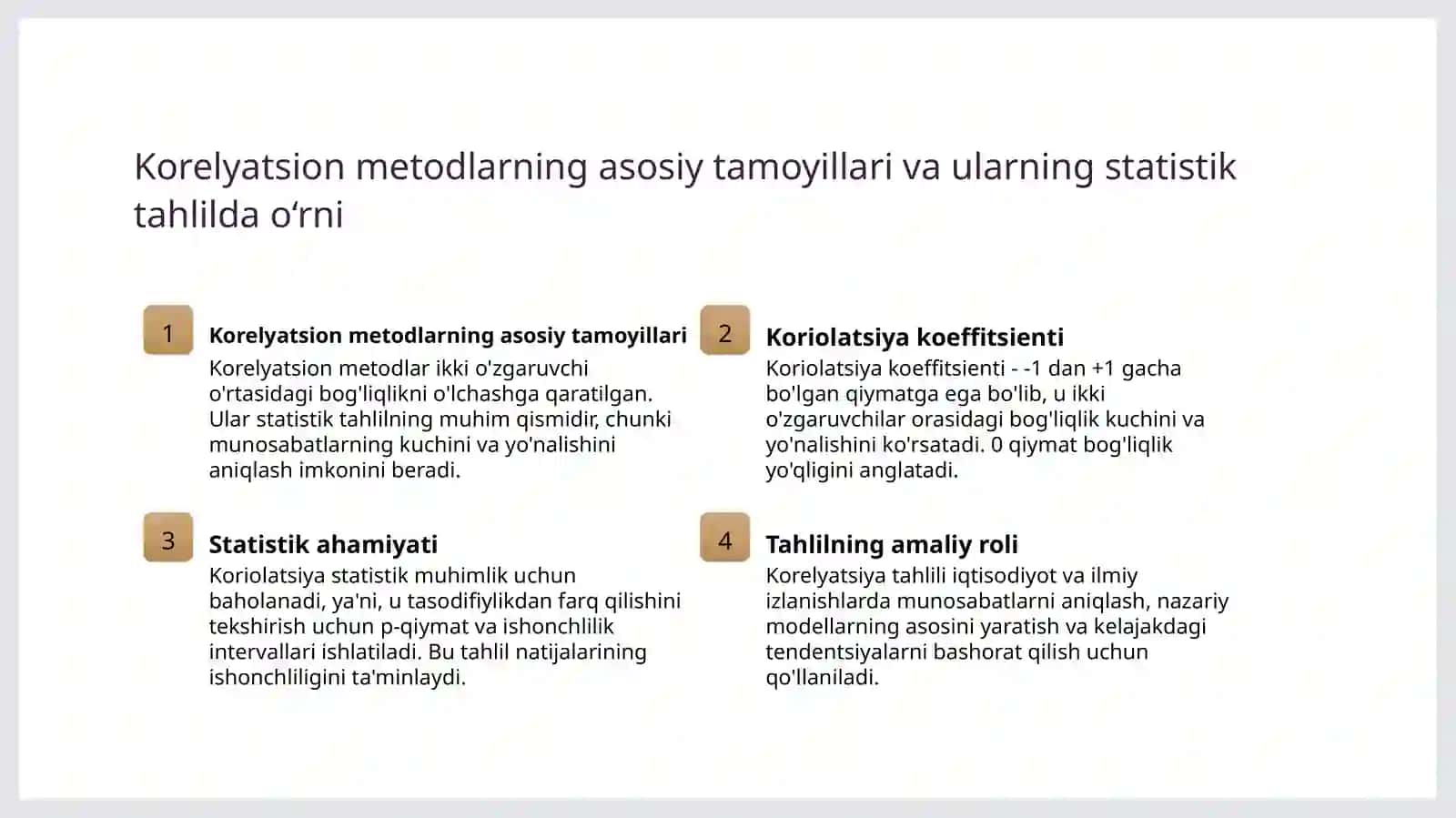Statistik korelyatsion va regressiv tahlil metodlari 3