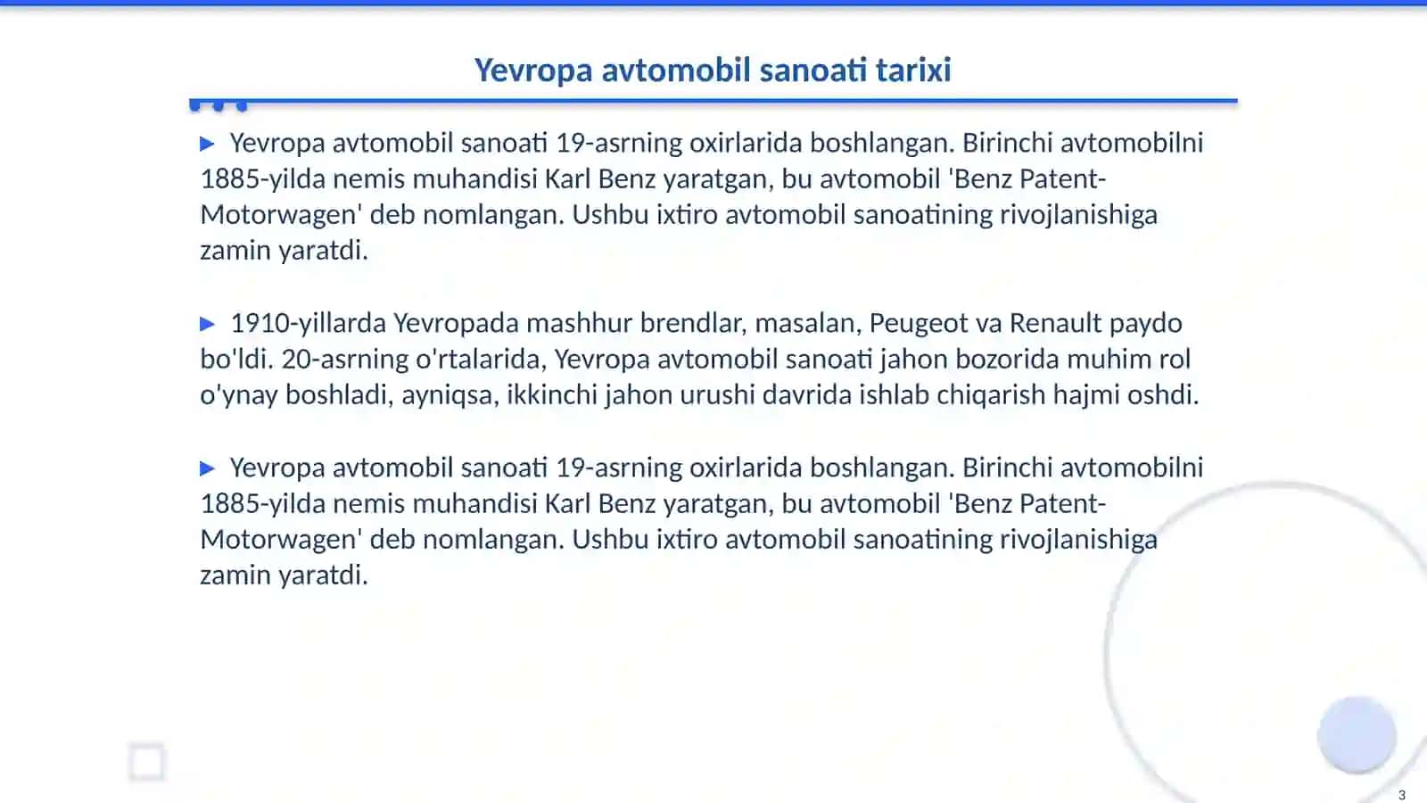 Yevropa avtomobil sanoati tarixi 3