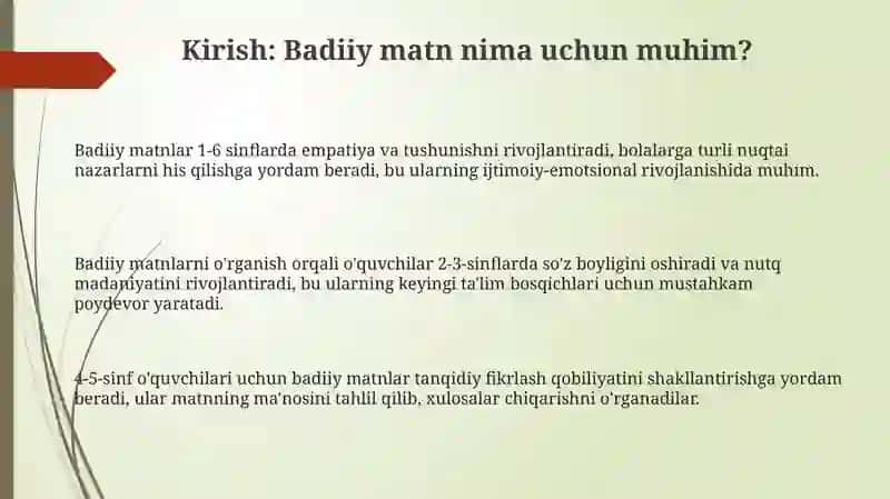 Badiiy Matnlar Bilan Ishlash 3