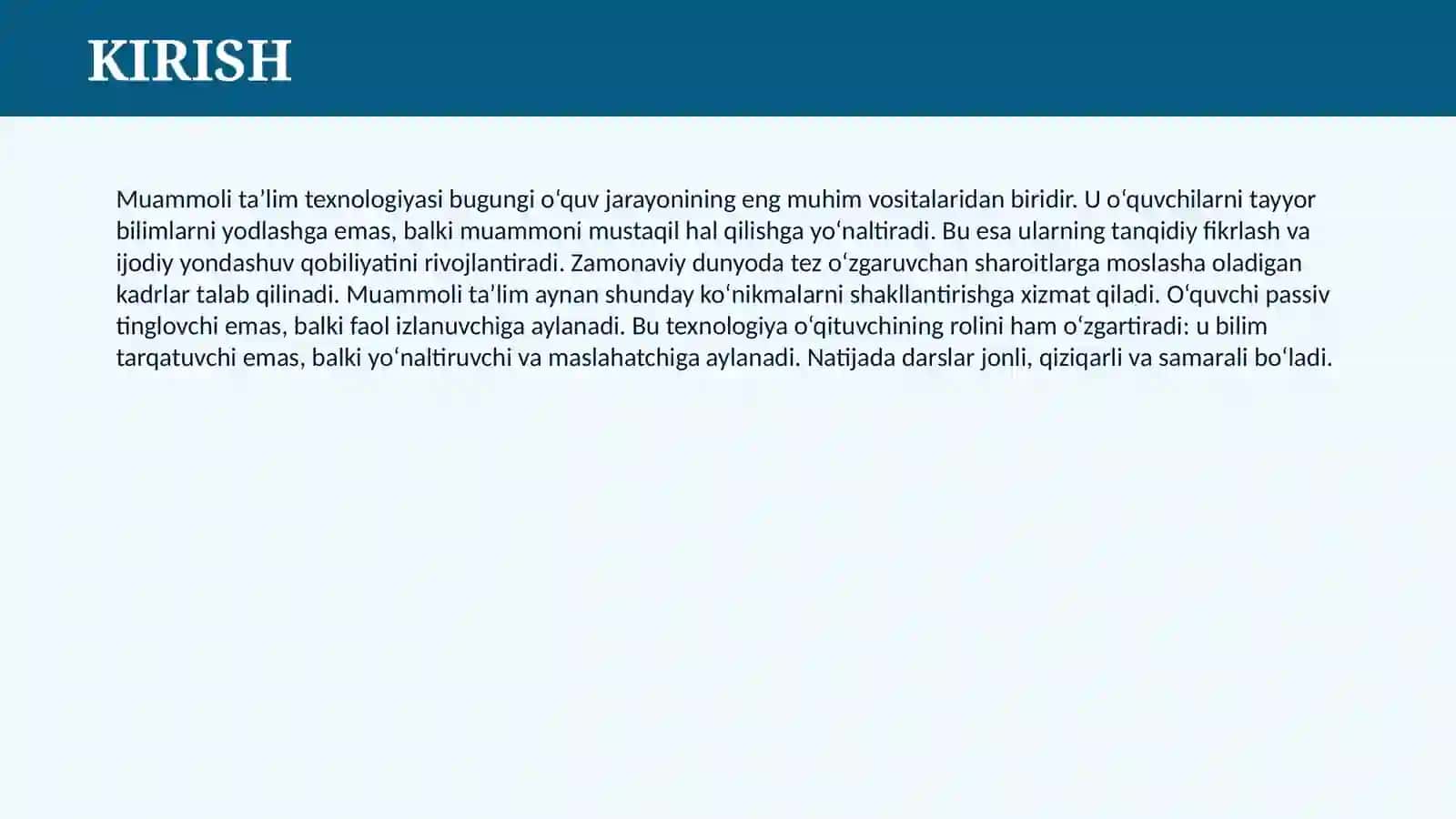 MUAMMOLI TA’LIM TEXNOLOGIYASI 3