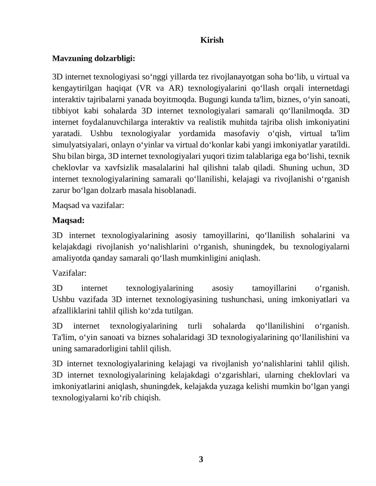 3D INTERNET TEXNOLOGIYASI 3