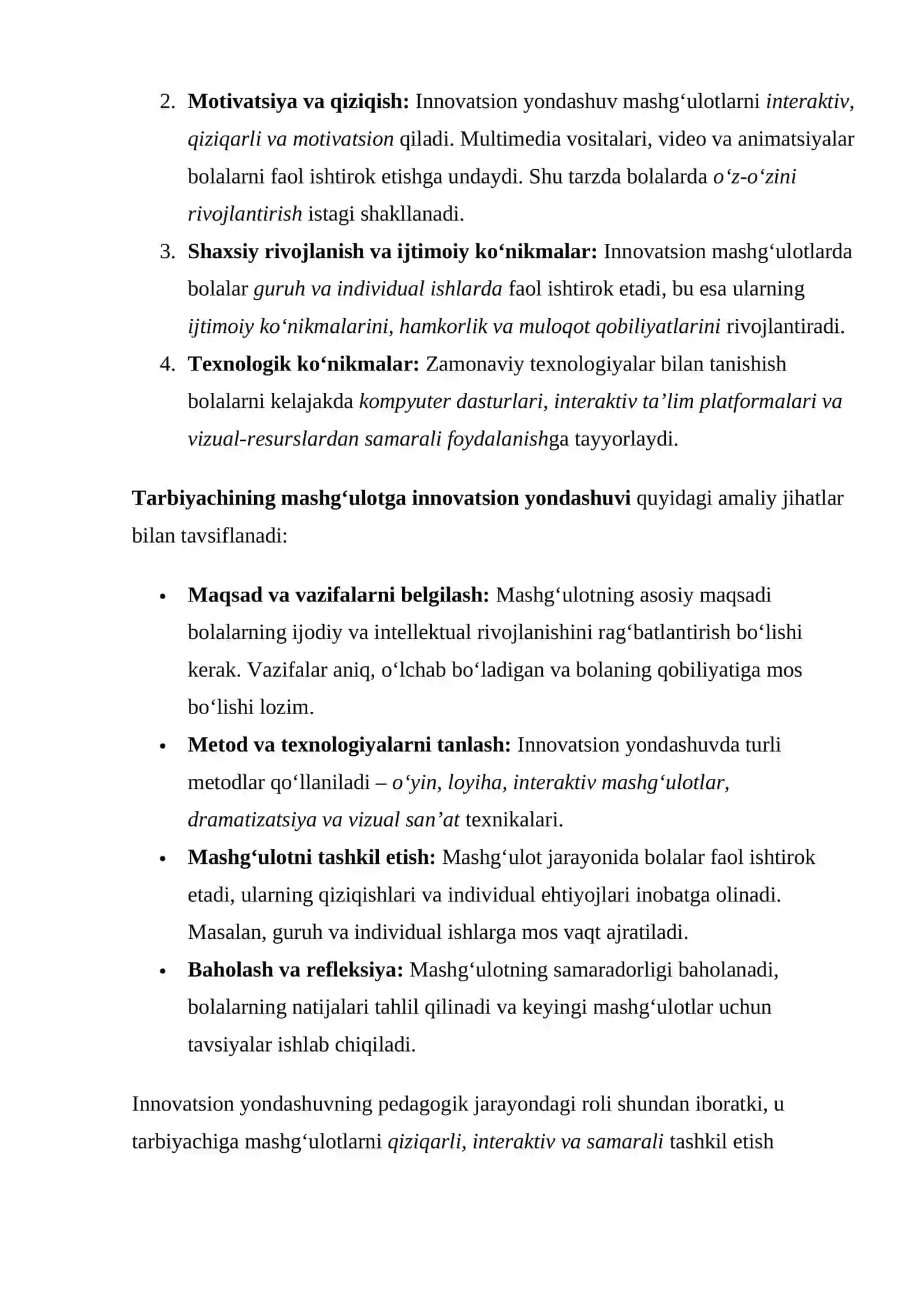 Mashg‘ulotga tarbiyachining innovatsion yondashuvi 3