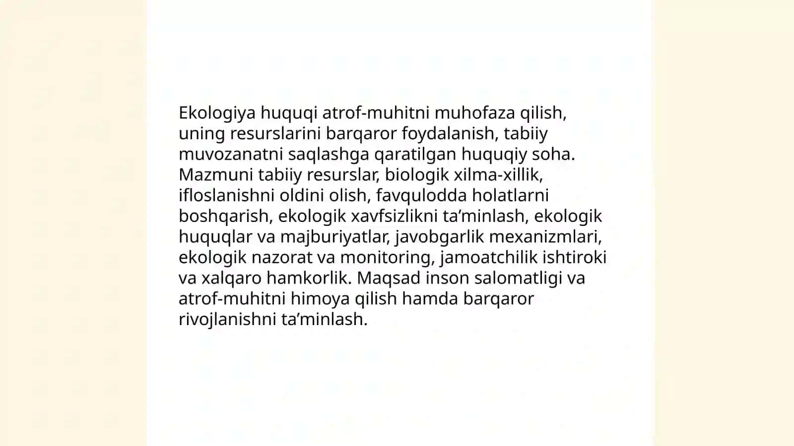 Ekologiya huquqi tushunchasi predmenti metodlari va rivojlanish tarixi 3