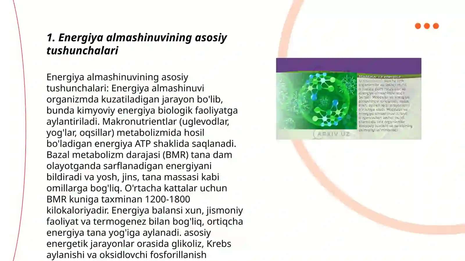 Energiya almashinuvining boshqarilishi 3