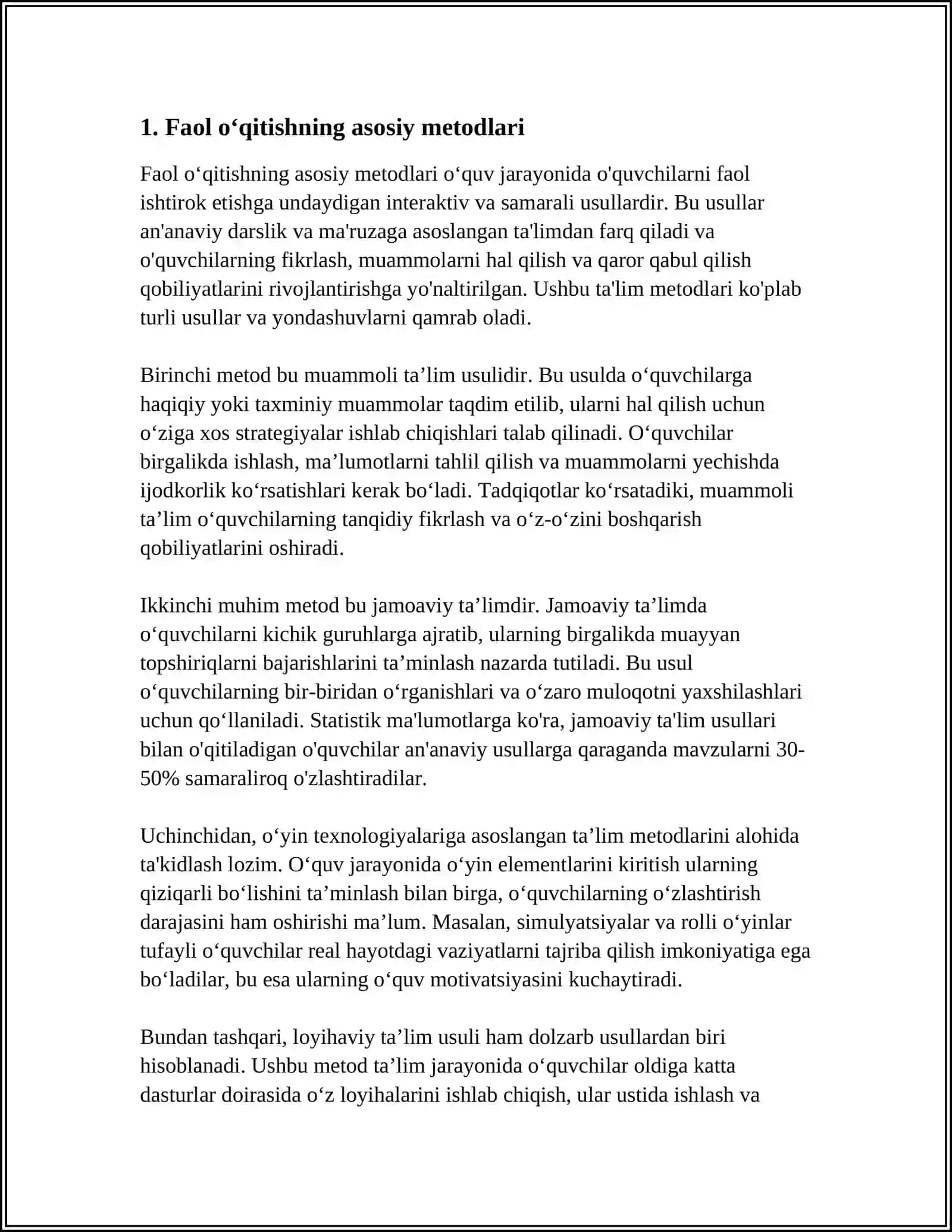 FAOL O‘QITISHNING ASOSIY METODLARI 3