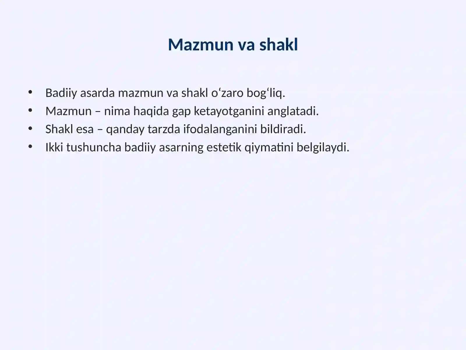 Badiiy asar mazmuni 3
