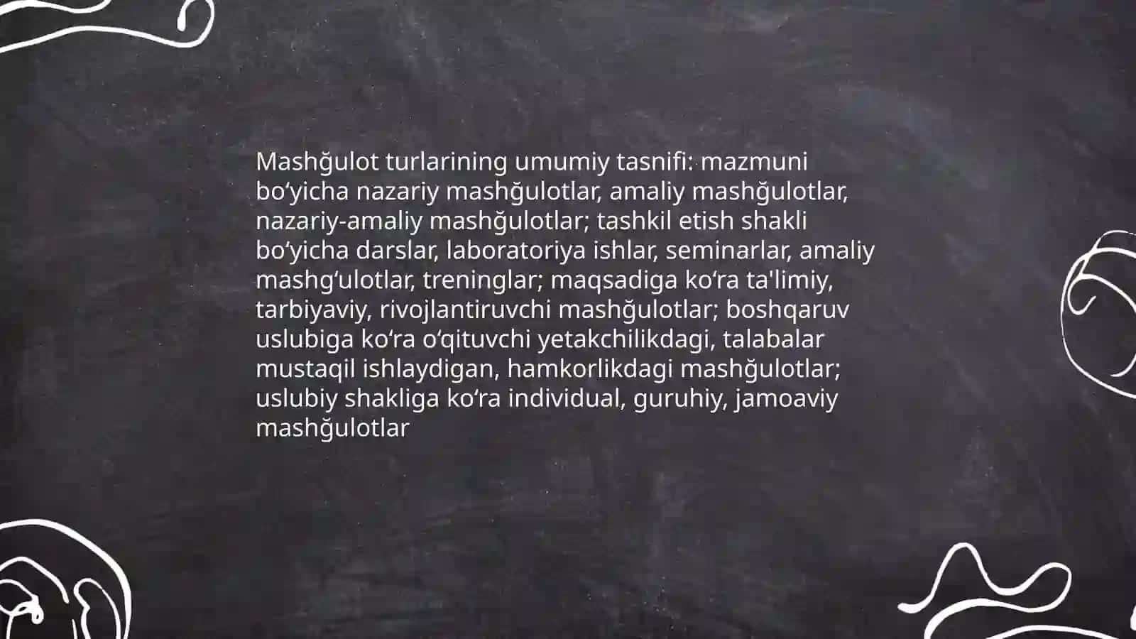 Mashğulot turlari va tuzilishi 3