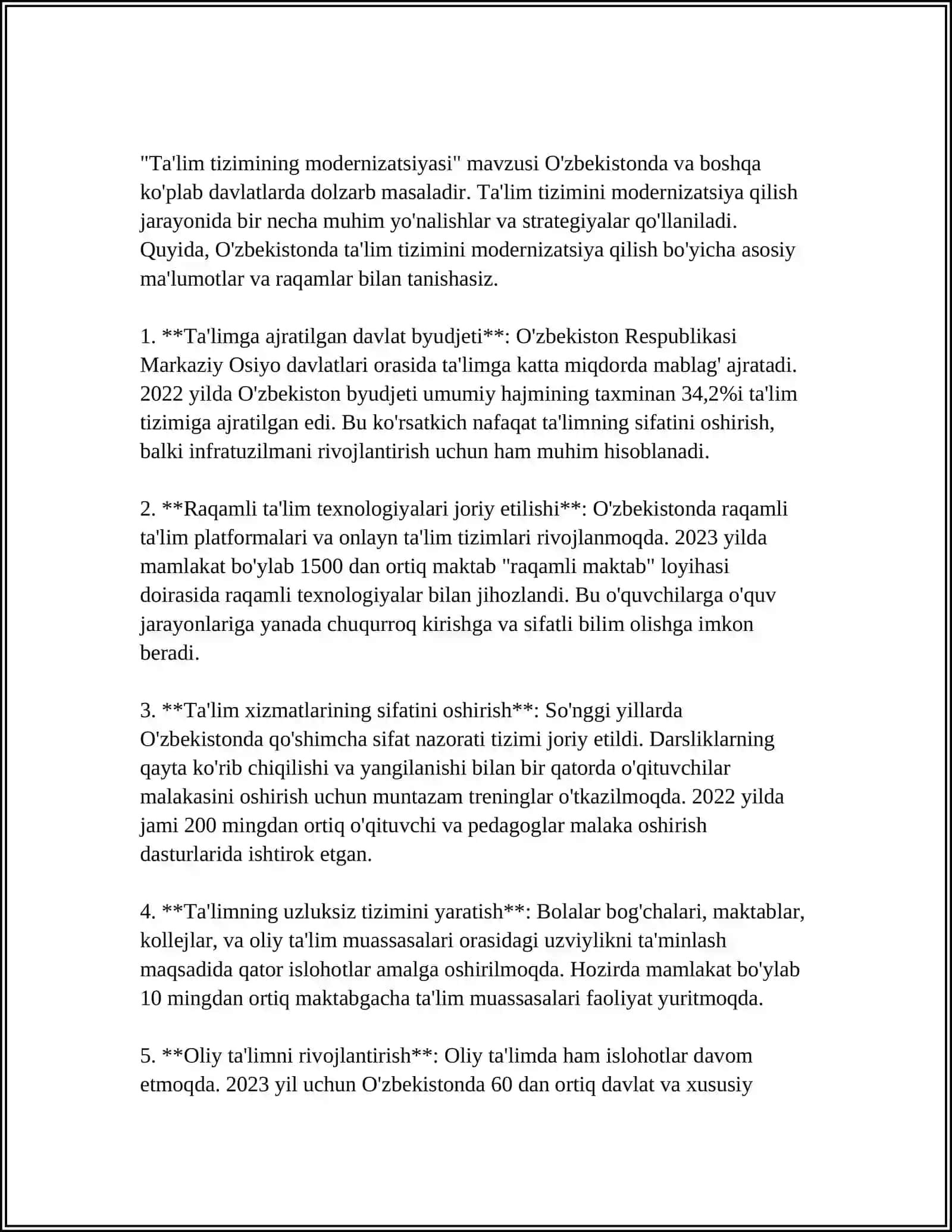 OʻZBEKISTONDA TAʼLIM ISLOHOTLARI 3