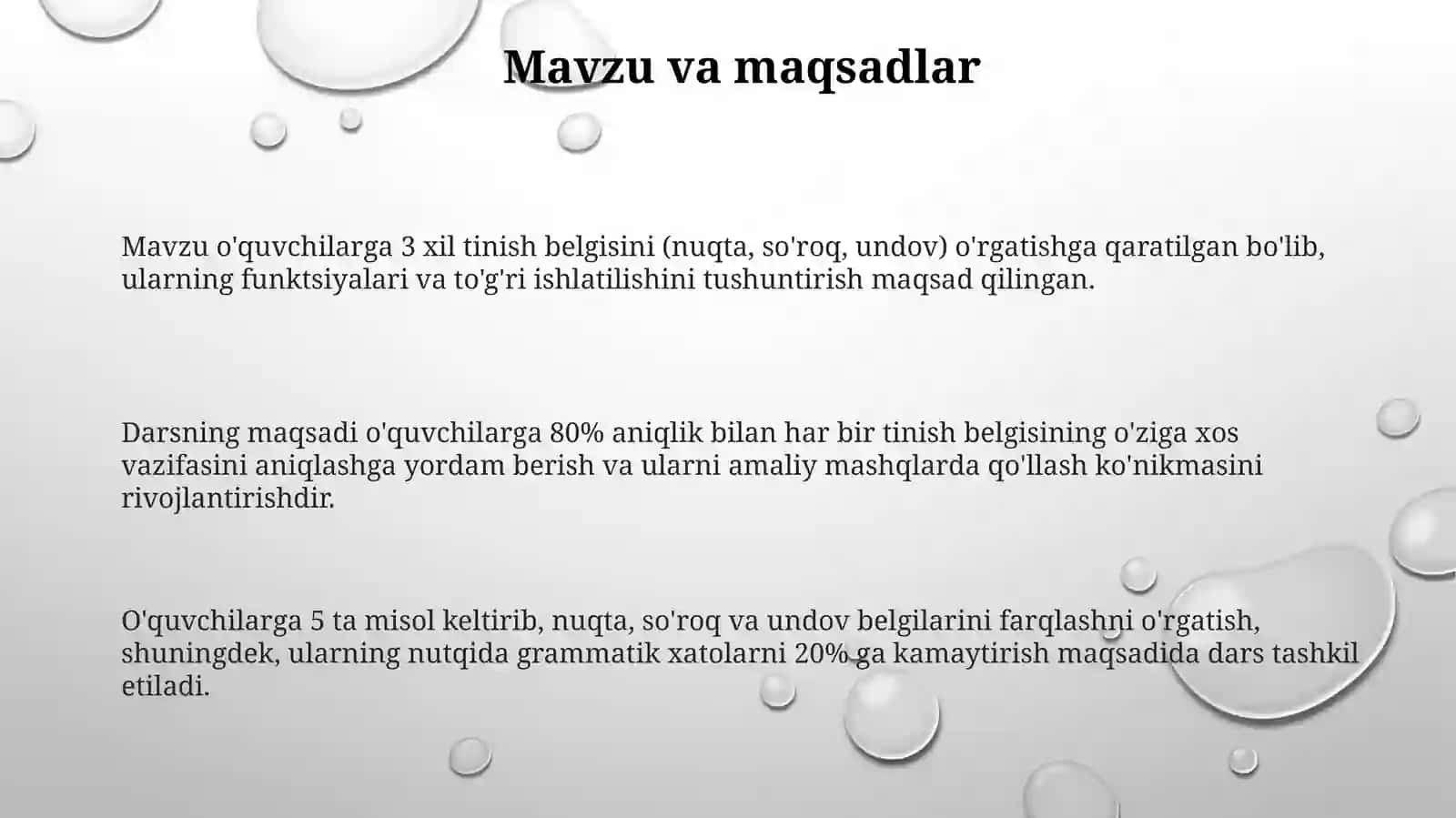 Tinish belgilari mavzusida dars ishlanma 3