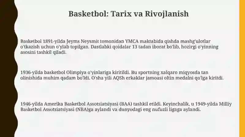 Basketbol: Tarix va Rivojlanish 3