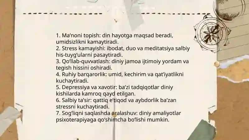 Dinning shaxsga psixologik ta'siri 3