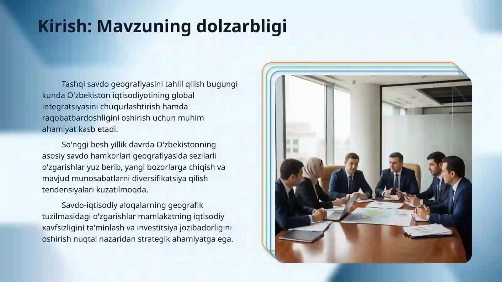 O'zbekiston tashqi savdo munosabatlari geografiyasining sifat jihatdan o'zgarib borishi 3