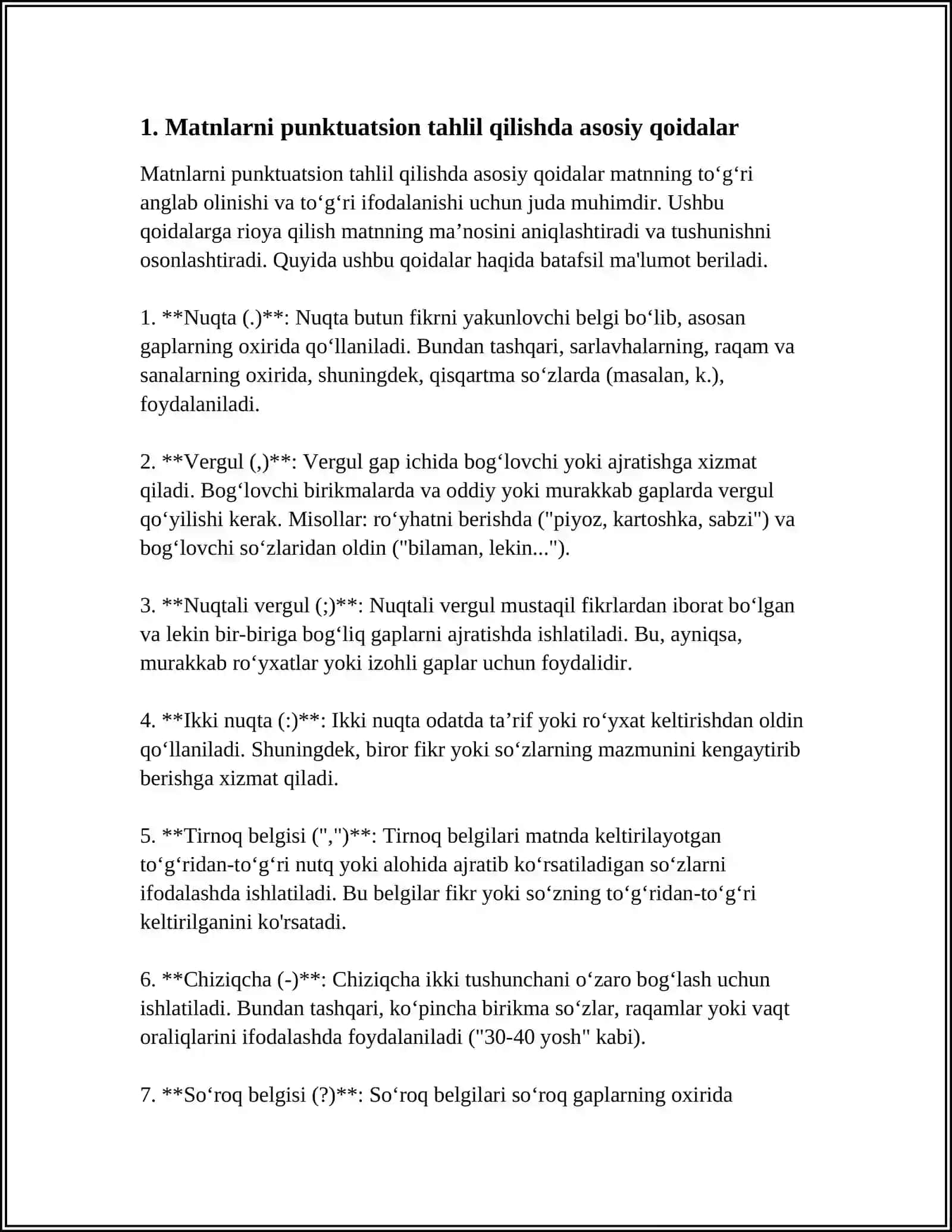 MUSTAQIL ISH Mavzu: MATINLARNI PUNKTUATSION TAHLIL QILISH 3