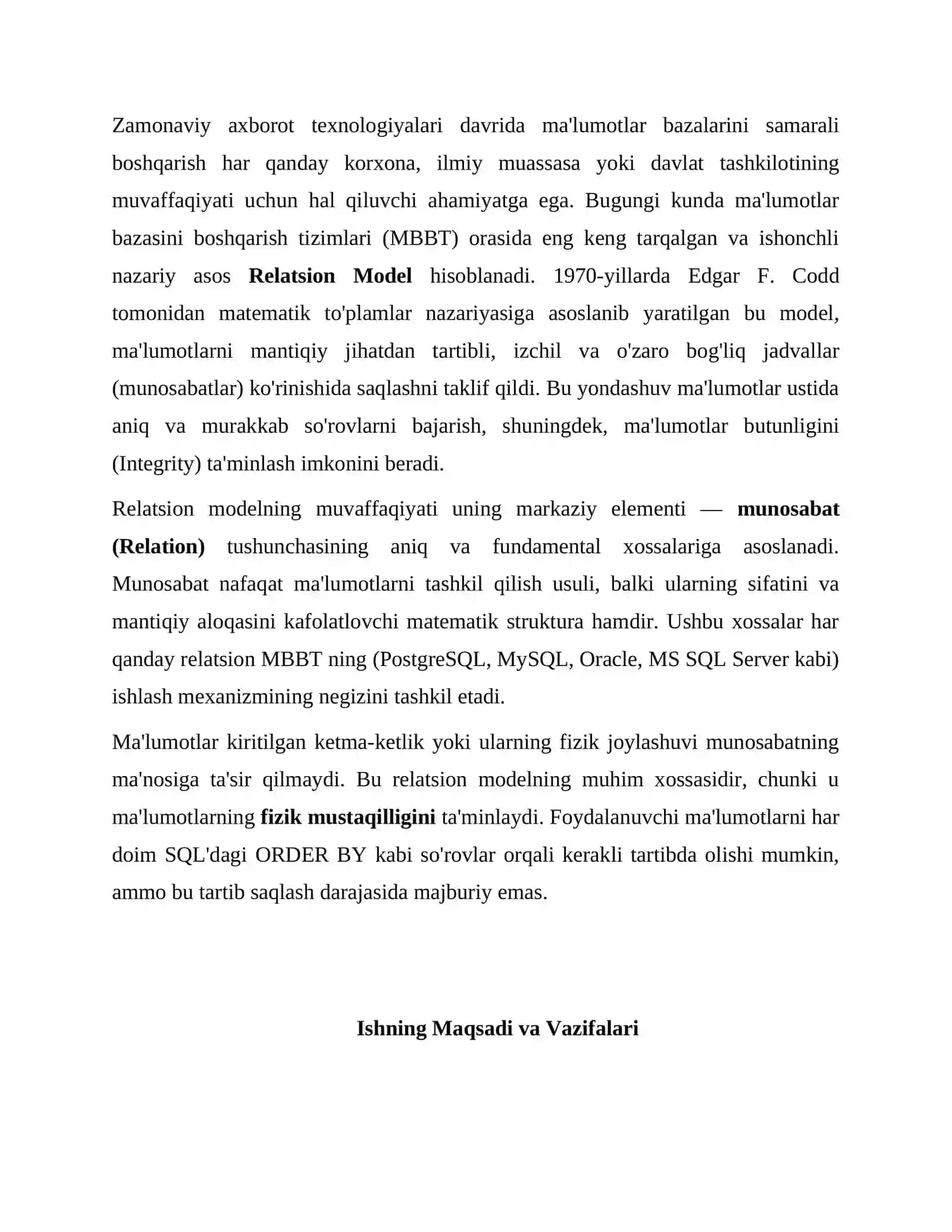 Relyatsion model va munosabatlar 3