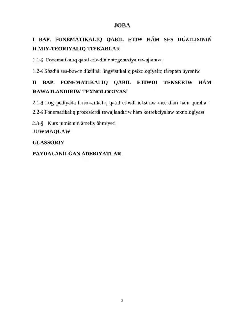 Arnawli pedagogika: logopediya tálim baǵdarı 3