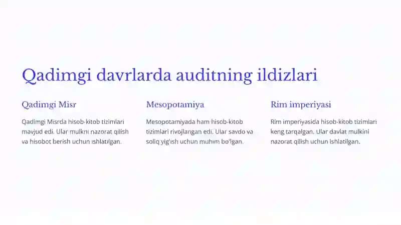 Auditning paydo bo'lishi va rivojlanishi 3