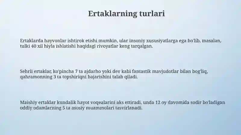 Xalq ertaklari turlari va ulardagi obraz 3