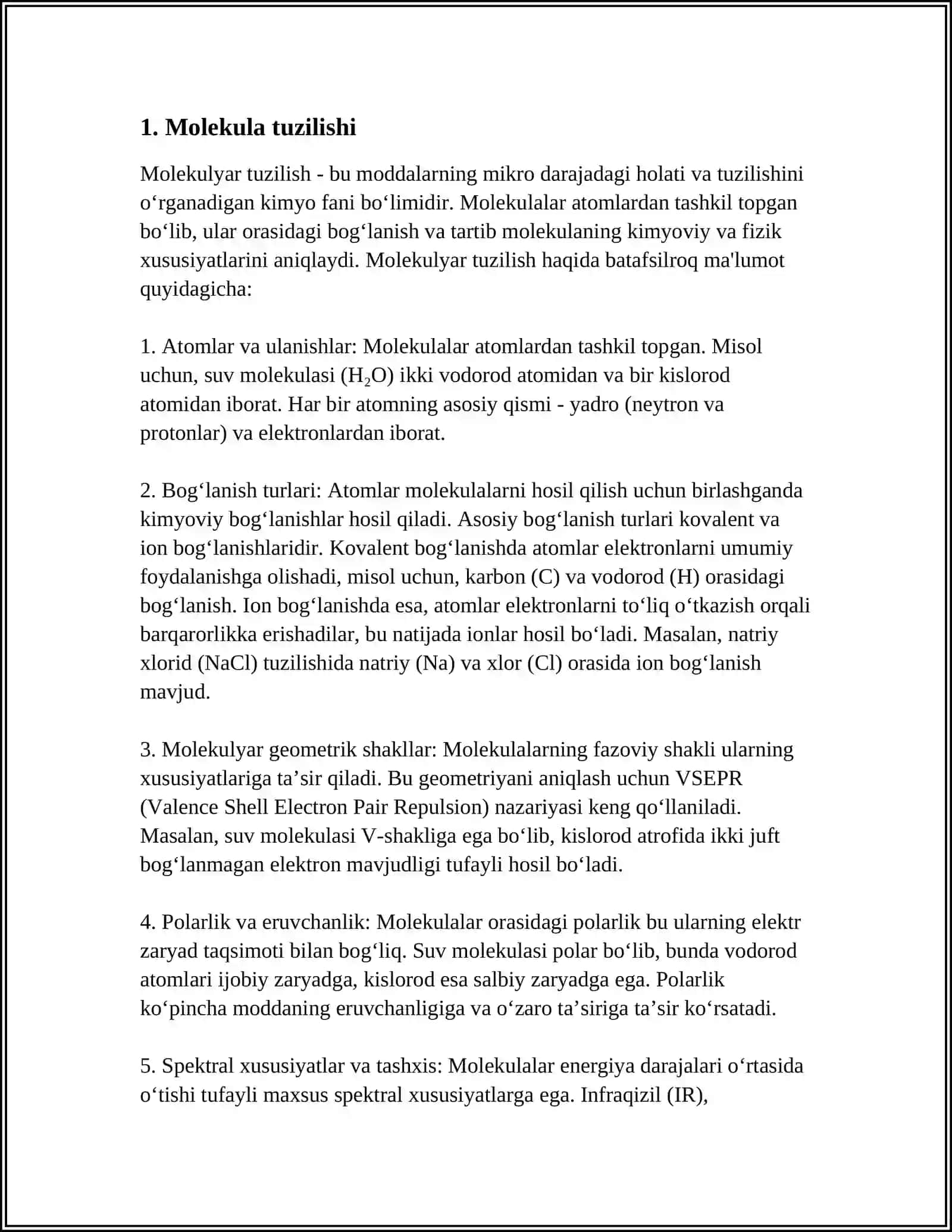 HAYOTNING MOLEKULYAR DARAJASI 3